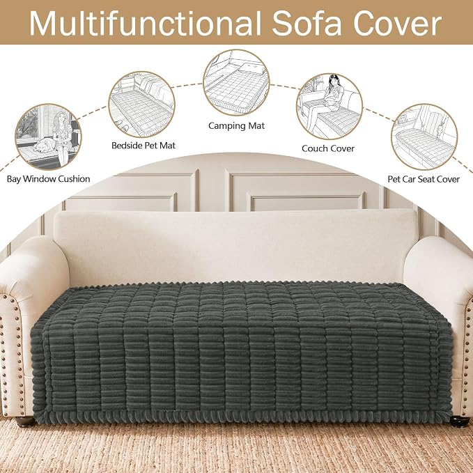 hyha Couch Cover for Dogs, Washable Non Slip Plush Flannel Sofa Protector | Thick Flannel, Silicone Anti-Slip Backing, Pet Hair & Scratch Protection, Fits Sofa & Loveseat (43" x 63") - Image 3