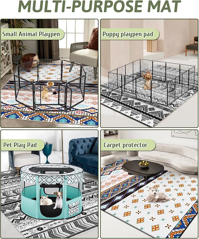 BNOSDM 79" X 55" Washable Bunny Cage Liners Large Rug for Rabbits Large Non Slip Pad for Bunnies, Rabbit Playpen Mat for Chinchillas Cats Guinea Pigs Ferrets Dogs - Image 5