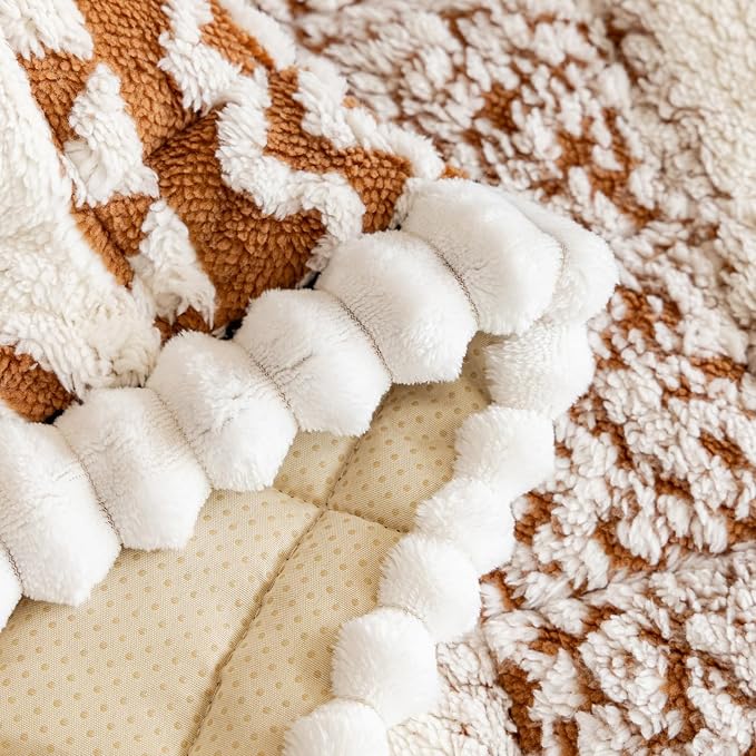 VClife Boho Couch Cover, Soft Fuzzy Couch Covers for Dog, Non-Slip Furniture Protector, Washable Durable Sofa Covers for Couch/Bench, Tribal White Pumpkin Geometric Slipcover, 27.6" x 59.1" - Image 6