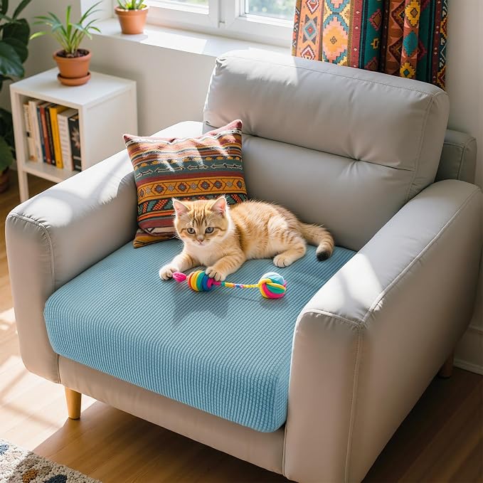 Hokway Stretch Couch Cushion Slipcovers Reversible Cushion Protector Slipcovers Sofa Cushion Protector Covers(Smokyblue, Small) - Image 6