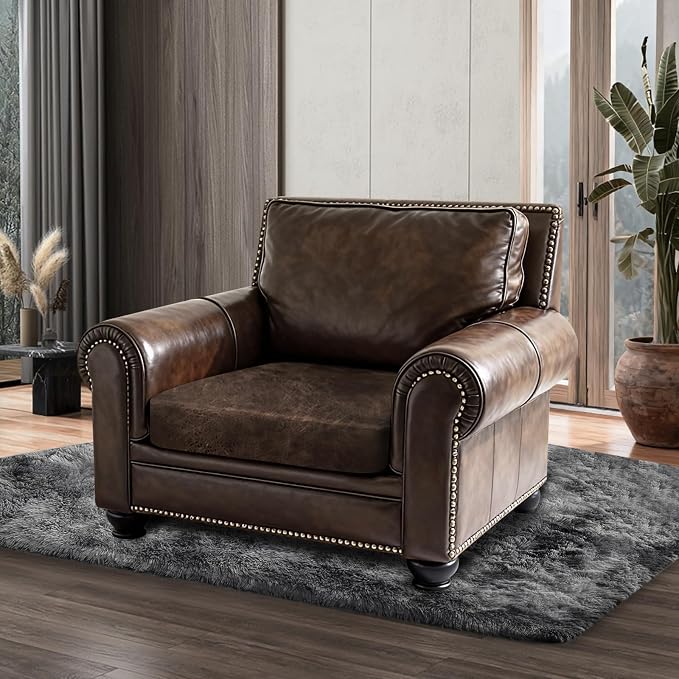 ANARACHON Leather Look Couch Cushion Covers Sofa Seat Slipcovers Sets Couches Furniture Protector for Sectional Armchair Loveseat Pets Kids Stretch Spandex Fabric (1 Cushion Armchair, Brown) - Image 8