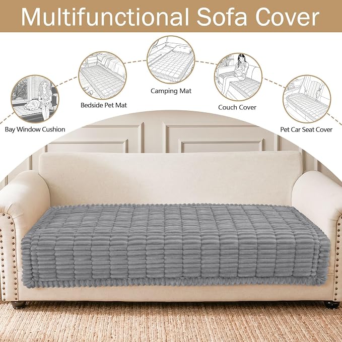hyha Couch Cover for Dogs, Washable Non Slip Plush Flannel Sofa Protector | Thick Flannel, Silicone Anti-Slip Backing, Pet Hair & Scratch Protection, Fits Sofa & Loveseat (35.4" x 88") - Image 3