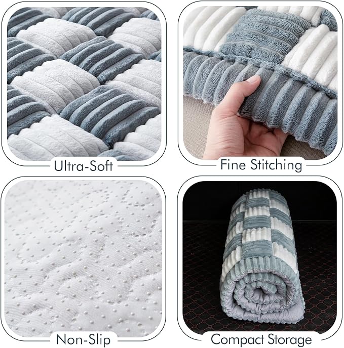 Dog Bed for Car, Pet Travel Backseat Mat for Vehicle SUV Truck Jeep Automobile, Large Washable Foldable Non-Slip Fuzzy Soft Comfortable Cozy Extender Protector Cover Pad, Grey, 24.8x54 in - Image 3