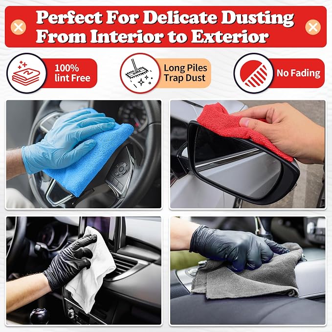 FIXSMITH Shop Towels, Microfiber Cleaning Cloth Bulk, 24 Pack Microfiber Towels for Cars, All-Purpose Absorbent Cleaning Rags, Dust Cloth for Automotive, Mechanic, Garage, Bar, 11.5 x 11.5 inch - Image 3