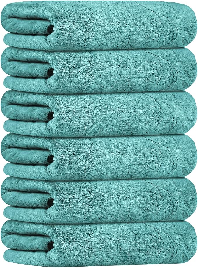 JML Microfiber Bath Towels, 30" x 60", 6 Pack, Green-Floral | Oversized, Soft, Super Absortbent, Fast Drying, Multipurpose Use for Sports, Fitness, Yoga - Image 2