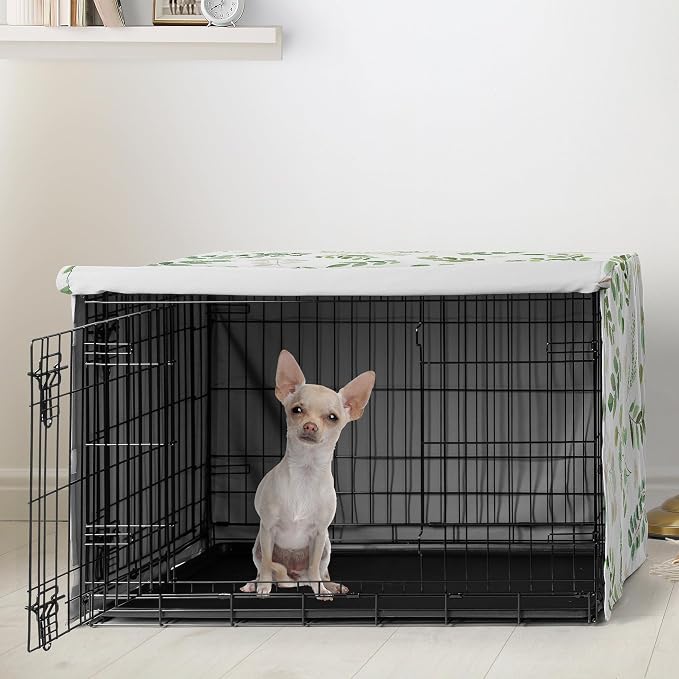 Sweet Jojo Designs 24in. Small Dog Crate Cover (Green Boho Floral Leaf) Pet Cage, Kennel Covers (Bohemian, Watercolor, Botanical, Flower, Woodland, Tropical, Garden, Nature, Neutral, Sage and White) - Image 2