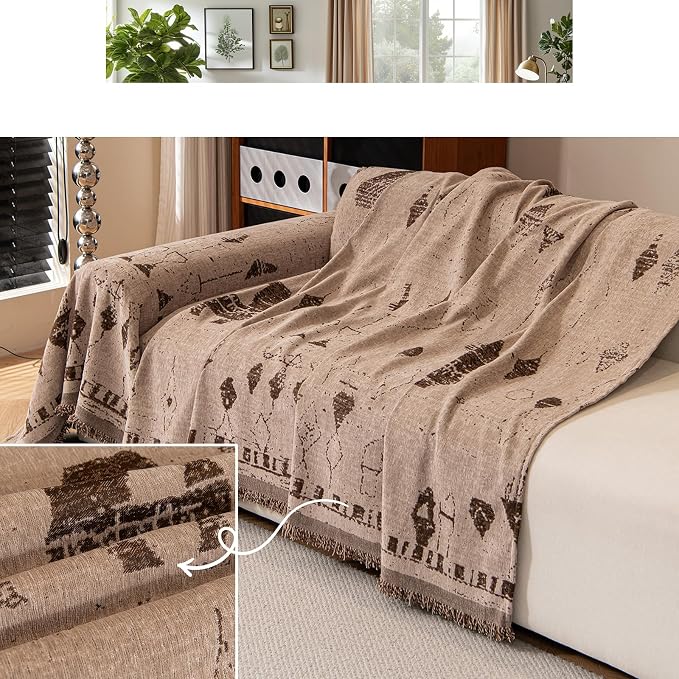 ROOMLIFE Couch Cover Boho Sofa Covers for 3 Cushion Couch Washable | Furniture Protector Sofa Couch Cover for Dogs, Soft Breathable Sofa Slipcover, Couch Throw Blankets with Tassels 71''X134'' - Image 7