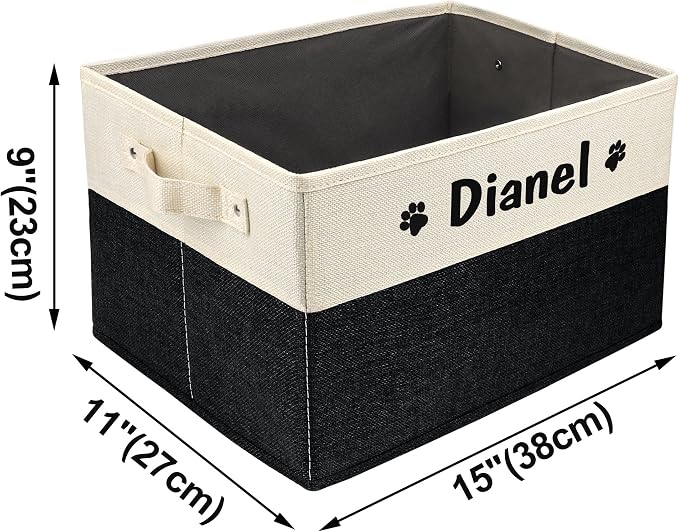 PET ARTIST Personalized Dog Toy Bin for Dog Toys Accessories - Foldable Dog Toy Basket Storage Box for Pet Toys,Dog Coat, Upgrade Black, M:15''(38cm)*11''(28cm)*9''(23cm) - Image 5