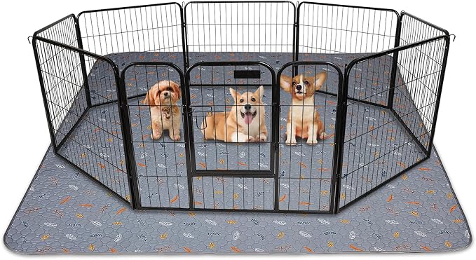 Sunheir Washable Pee Pads for Dogs 72"x72", Extra Large Reusable Puppy Pads Pet Training Pads for Dog Playpen, Waterproof Pee Pads for Puppy Playpen, Whelping Pad, Dog Playpen Indoor - Light Grey by SUNHEIR