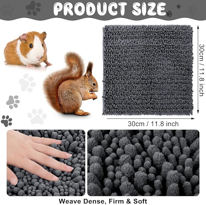 Amylove 4 Pcs Guinea Pig Cage Liner 12 x 12 Inch Washable Shaggy Chenille Pee Pads Pet Dog Cat Bedding Training Mat Reusable for Small Animals Puppy Bunny Hamster Chinchilla - Image 2
