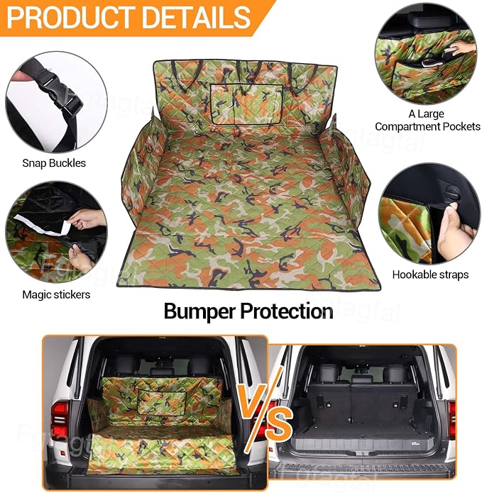 Cargo Liner for Dogs Compatible with Toyota Land Cruiser 250 Prado 2024-2026, Pet Dog Trunk Cargo Liner, Waterproof Anti-Dirty Pet Cargo Cover Dog Seat Mat, with Bumper Flap Protector (Camouflage) - Image 2