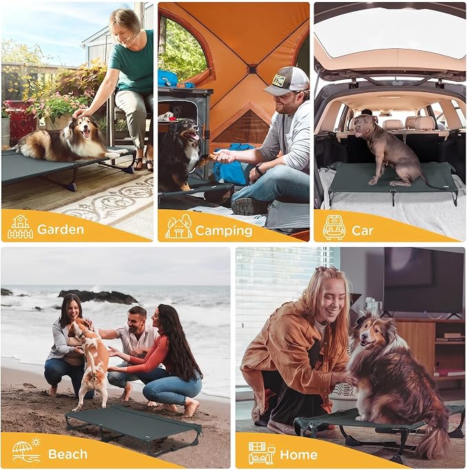 CANINE CANYON Folding Elevated Dog Bed for Large Dogs, Dark Gray, 43"x27" | No-Assembly Dog Cot, Foldable Portable Raised Pet Bed, Non-slip, for camping/Outdoor/Home, Heavy Duty Supports Up to 160 Lbs - Image 7