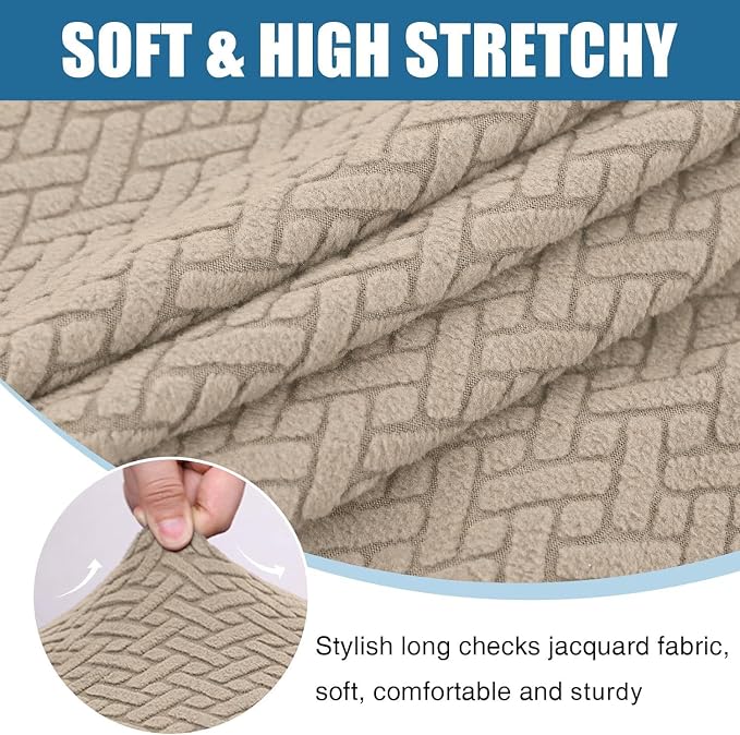 Smiry Waterproof Couch Cushion Covers, Non Slip Seat Cushion Covers | Stretch Jacquard Sectional Sofa Slipcover, Washable Elastic Furniture Protector for Pets, Kid, Large, Camel - Image 7