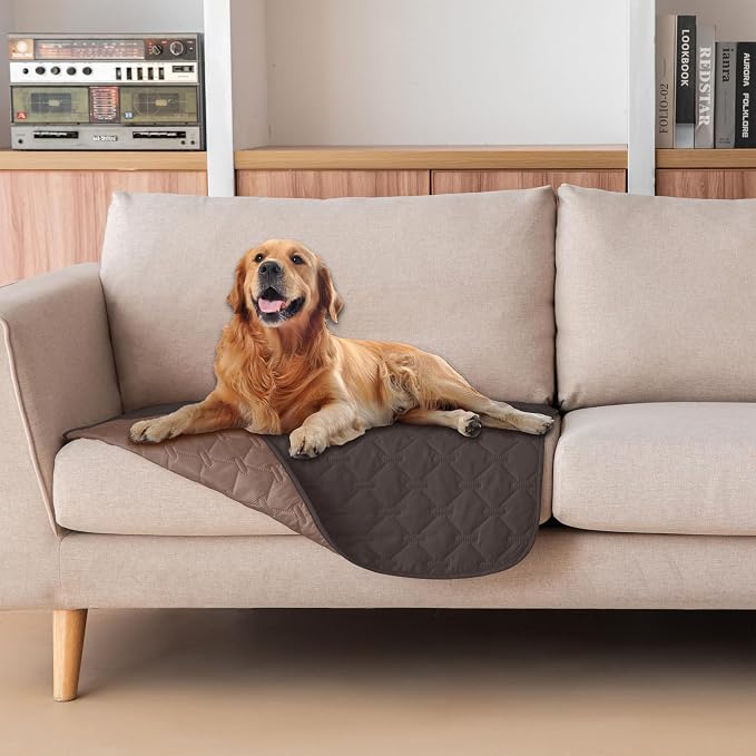 gogobunny 100% Double Sided Waterproof Dog Blanket Soft Pet Bed Cover Reversible Protect Furniture Couch Sofa Car for Puppy Dog Cat (Dark Coffee/Light Coffee, 30x30 Inch (Pack of 1)) by gogobunny