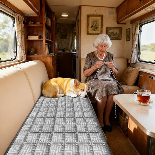 Paw Cart Couch Cover Caravan Quilted Sofa Topper Greek Key Pattern Washable Non Slip Soft Pet Protector for Any Type of Couch (Light Gray,W 83“ x D 28” 1 Piece) by ZYXFYY