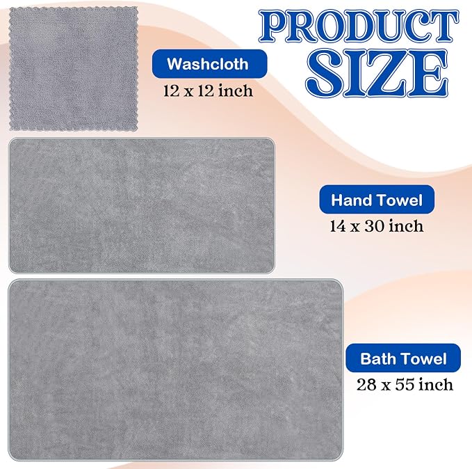 Moukeren 18 Pcs Microfiber Bath Towel Set 6 Bath Towels 6 Hand Towels 6 Washcloths Soft Coral Velvet Highly Absorbent Bathroom Towel for Fitness Sports Yoga Travel(Classic Colors) - Image 2