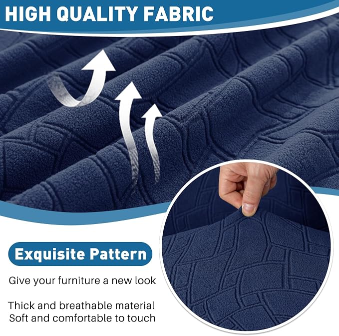 MAXIJIN Waterproof Couch Cushion Covers Individual Love Seat Cushion Cover Stretch Sectional Sofa Slipcovers with Elastic Bottom for Dogs Pets (1 Piece for Loveseat, Navy Blue) - Image 5