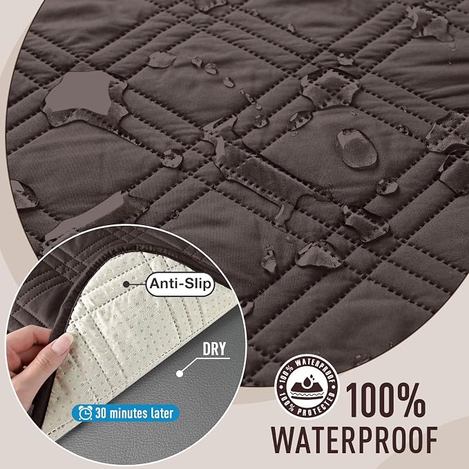 TAOCOCO Waterproof Loveseat Covers for Pets Dogs with Non Slip Backing, Sofa Seat Covers with Pocket for 2 Cushion Couch Washable Dog Couch Cover Protector Sofa Slipcovers(Loveseat Plus, Chocolate) - Image 3