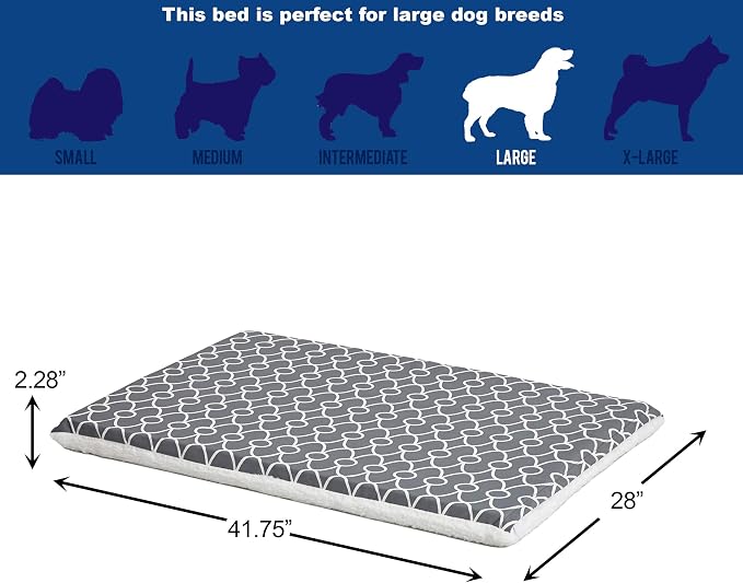MidWest Homes for Pets Quiet Time Teflon Defender Dog Beds; Pet Beds Designed to Fit Folding Metal Dog Crates, Gray & White Geometric Pattern, 42-Inch - Image 4