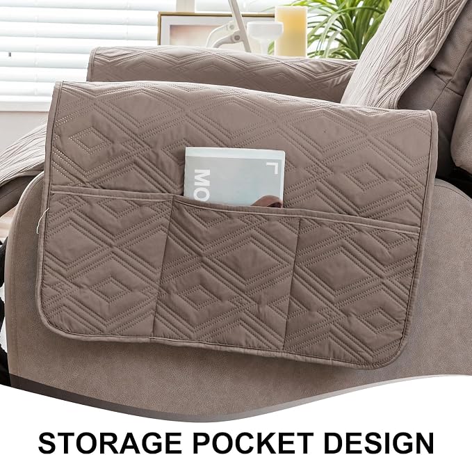 Genina Waterproof Recliner Chair Covers with Arms Recliner Sofa Cover for Living Room, Reclining Chair with Pocket, Washable Sofa Chair Cover Furniture Protectors Covers for Dog Pets - Image 6