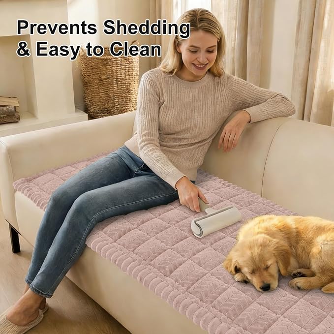 Smiry Couch Cover for Dogs, Non Slip Fuzzy Pet Sofa Covers Washable | Sofa Slipcovers for 3 Cushion Couch, Soft Thick Furniture Protector for Cats Dogs, Against Fur, Dirt, Scratch (27.6"x88") - Image 4
