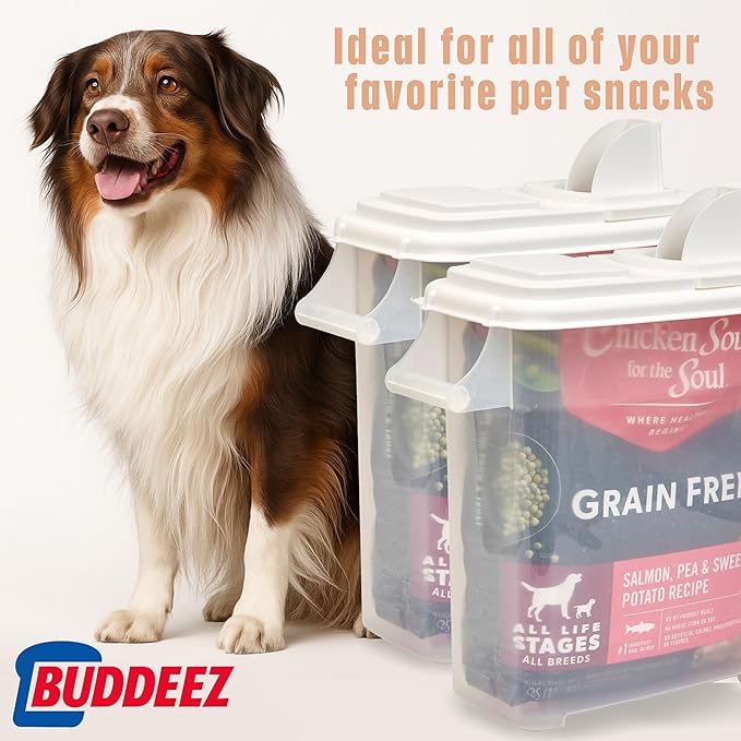 Buddeez Pet Food Storage Dispensers - Dog Food Storage Containers, Cat Food Containers, Bird Seed Containers w/Handle and Flip Lid, 8 Gallon(2 pack) - Image 6
