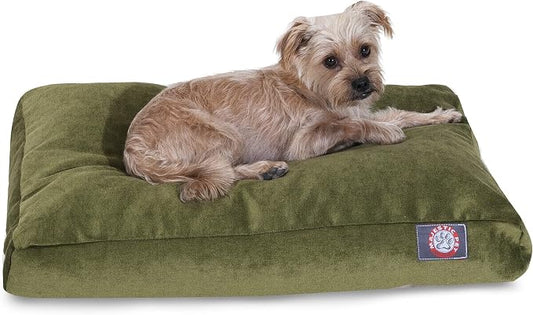 Majestic Pet Shredded Memory Foam Dog Bed Small with Removable Washable Cover – Rectangle Orthopedic Dog Bed–Durable Dog Crate Bed-Flat Dog Bed for Senior Dogs - (27x20) S - Villa - Fern by MajesticPet