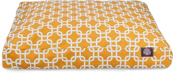 Yellow Links Medium Rectangle Indoor Outdoor Pet Dog Bed With Removable Washable Cover By Majestic Pet Products - Image 2