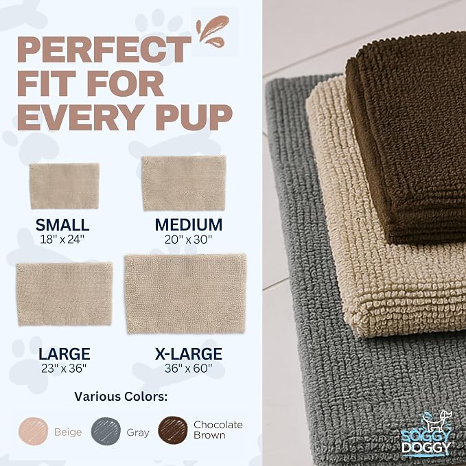 Soggy Doggy Crate Mate Dog Crate Pad, Beige, Extra-Large 28x42 | Reversible chenille pad; absorbs 7x its weight; fits wire, plastic crates & cars; puppy to senior dog; quick-dry - Image 6