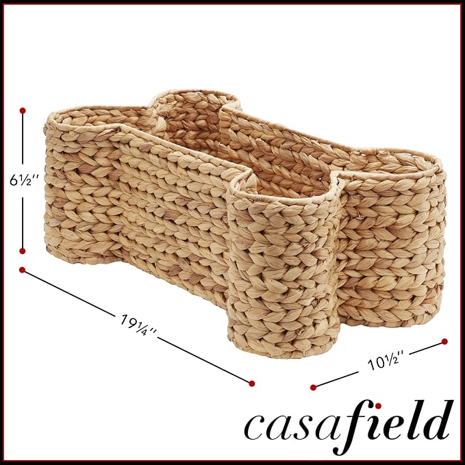 Casafield Dog Bone Shaped Storage Basket - Natural, Large Woven Water Hyacinth Pet Toy Organizer Bin - Image 3
