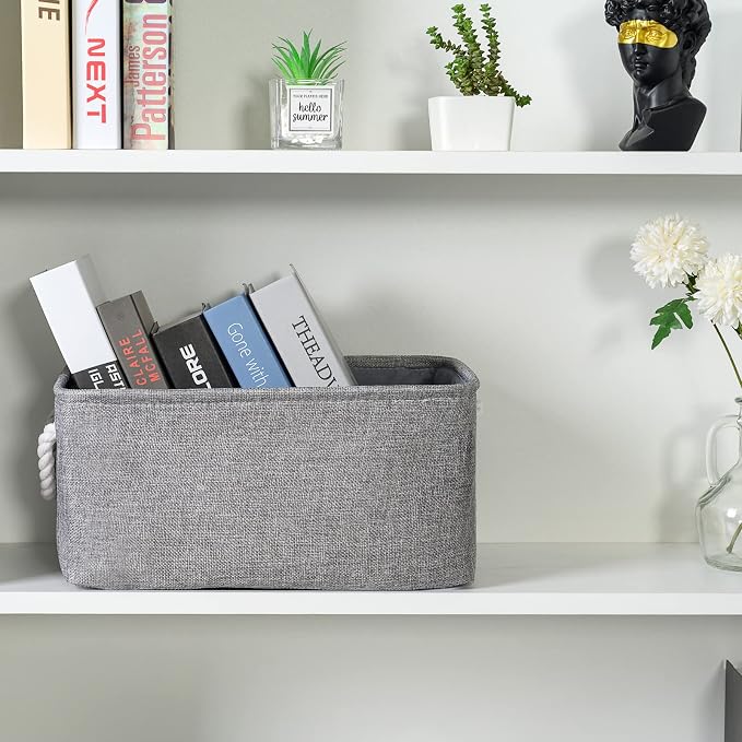 TheWarmHome Large Storage Bins Basket, 2 Pack Grey Fabric Storage Cubes for Changing Table Nursery Livingroom Kidsroom Playroom Toy, Collapsible Storage Baskets for organizing Shelves Closet - Image 4