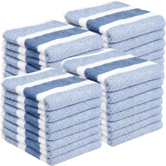 Shimeyao 40 Pack Bleach Proof Towels Microfiber Absorbent Resistant Hair Hand Towels Bulk Quick Dry for Barber Gym Spa Shaving (Blue Stripe,14 x 29 Inch) by Shimeyao