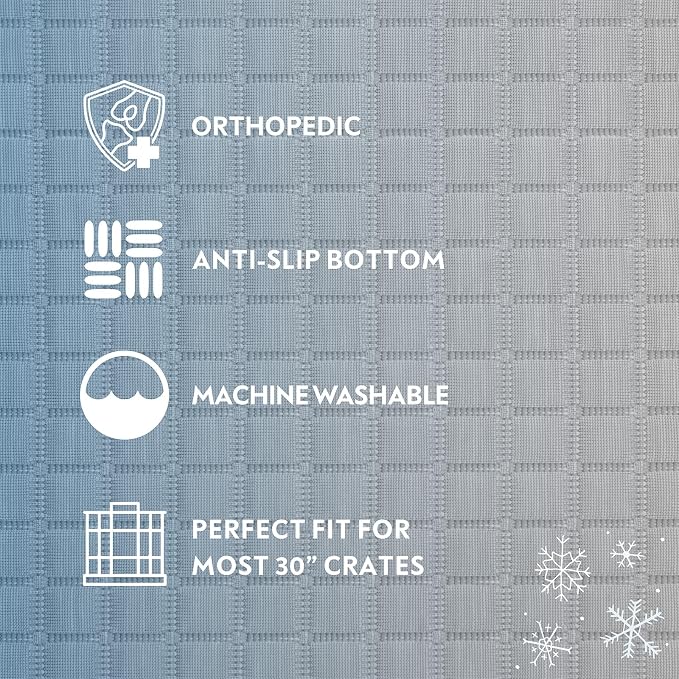 Paw Inspired Cooling Orthopedic Crate Pad, 29x18 Inch, Gray | Small Size Washable Memory Foam Mat for Dogs and Cats, Fits 30 Inch Kennel - Image 5