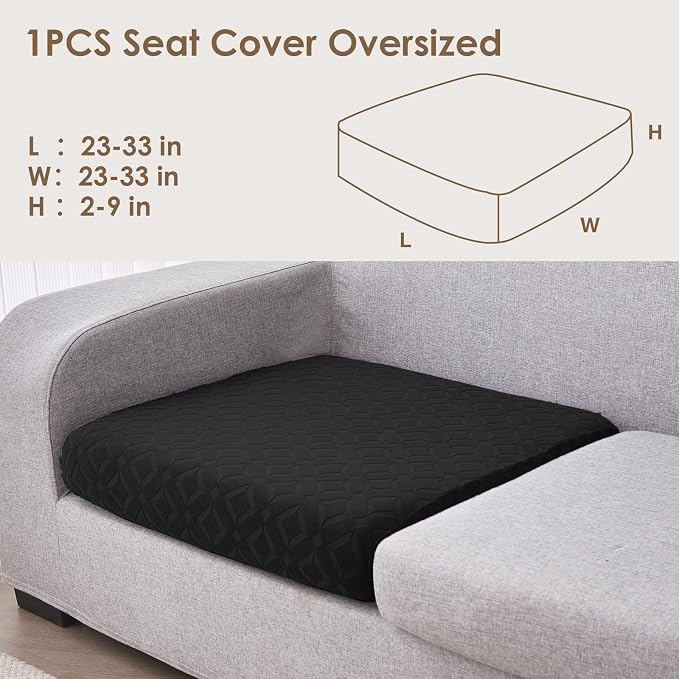 Genina Waterproof Couch Cushion Covers for Pets Washable Sofa Seat Covers | Non Slip,Stretch Jacquard Fabric,Pet Hair & Scratch Protection,Easy Installation,Furniture Protector,Sectional,1 Piece Large - Image 2