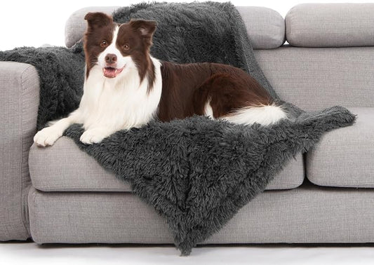 gogobunny Waterproof Dog Blanket for Couch & Furniture Protection - Super Soft Reversible Throw for Large Dogs & Cats, Calming Washable Fur & Sherpa Pet Blanket (40x50 Inch, Grey) by gogobunny