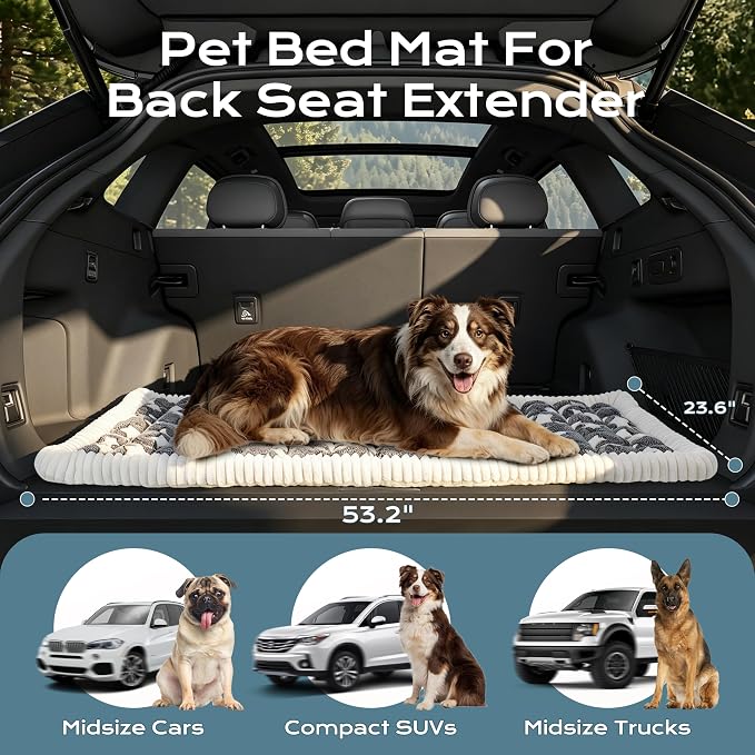 Backseat Dog Bed Mat for Car, Dog Blanket for Car (53" x 24") | Pet Car Blanket Soft and Comfortable, Upgraded Bottom Non-Slip, Washable Travel Pet Mat for Cars Trucks and SUVs - Image 5
