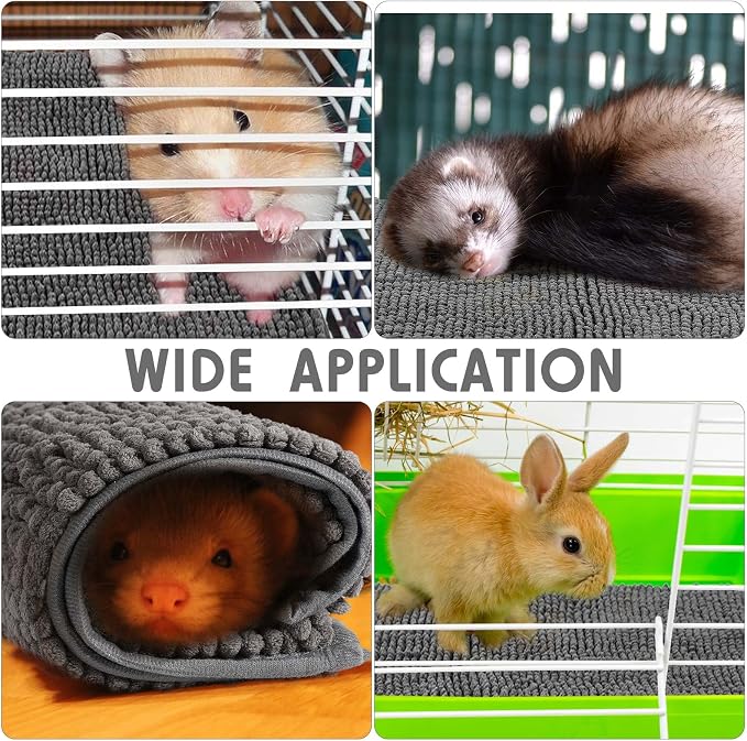 Amylove 4 Pcs Guinea Pig Cage Liner 14 x 28 Inch Washable Chenille Pee Pads Pet Dog Cat Bedding Training Mat Reusable for Small Animals Puppy Bunny Hamster Chinchilla - Image 4