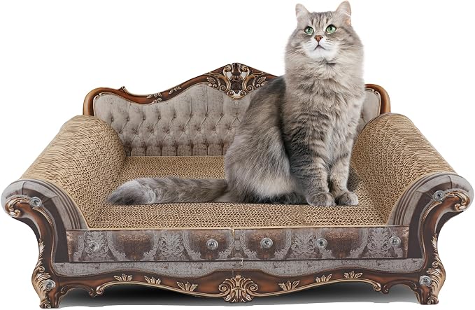 COOZMENT Sofa Shaped Scratching Couch,Thick Scratching Cardboard, Lounge Bed for Indoor Rest&Play, Sofa Scratcher Pad (23 "L X 12.2" W X 10.6 "H) by COOZMENT