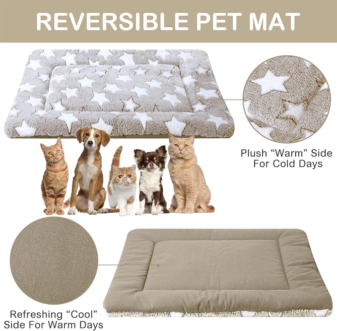 VitalCozy 4 Pcs Dog Crate Pads, Ultra Soft Warm Washable Anti-Slip Kennel Bed Mat for Pets, Reversible, Replaceable, Cage Liner for Small Medium Large Dogs and Cats(20 x 30 x 1.6 Inch,Star,Apricot) - Image 3