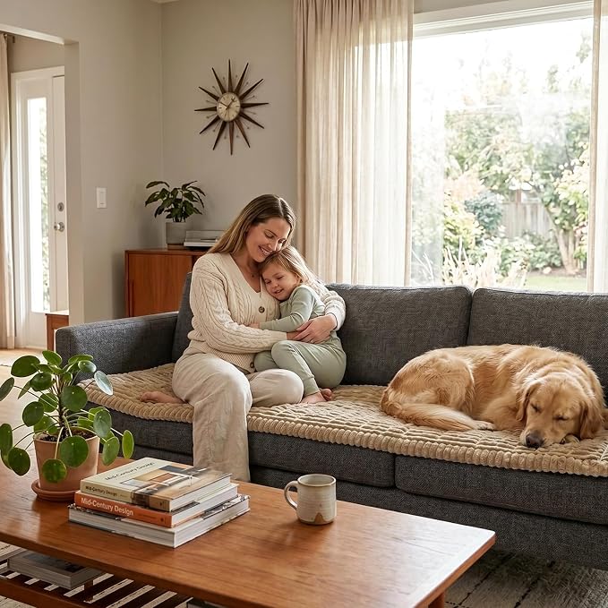 Fixwal Waterproof Flannel Dog Couch Cover, 27.6" x 70.9", Coffee | Integrated TPU Barrier, Non-Slip Backing, Machine Washable, Pet Friendly, Easy Clean Pet Hair, Soft Sofa Cushion Protector - Image 8