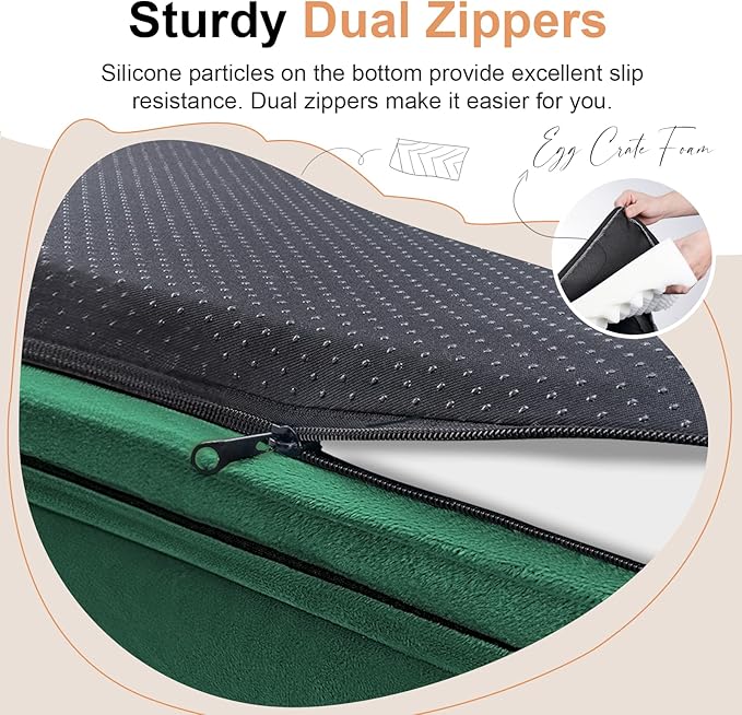 NANUYA Orthopedic Dog Bed for Large Dogs, 36 x 27 Inch, Emerald | Egg crate foam for joint support, 3-sided bolster pet sofa, waterproof lining, washable cover, and non-skid base - Image 5