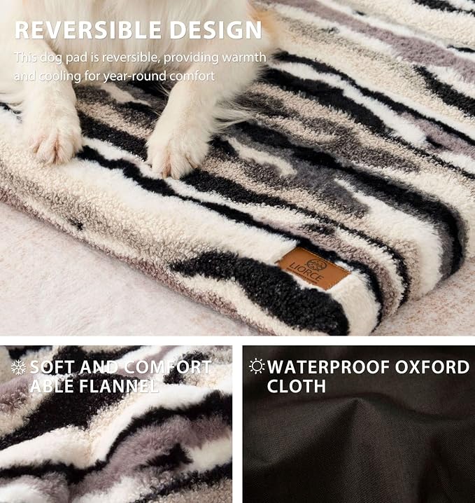 LIORCE Dog Crate Pad - Dog Bed Large Sized Dogs with Removable Washable Cover and Waterproof Lining - XL Memory Foam Pet Bed for Crate - Reversible Kennel Mat (Cool & Warm), 42-inch, Zebra - Image 3