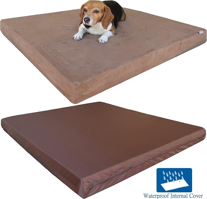Dogbed4less Orthopedic Dog Bed with Gel Memory Foam for Medium Large Pet, Waterproof Liner, Durable Microsuede Brown Cover, 41X27X4 Inch (Fit 42X28 Crate) - Image 5
