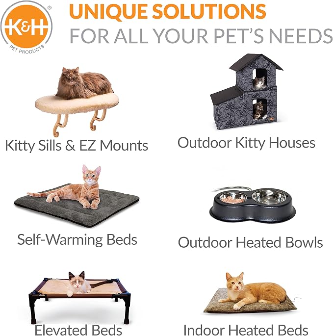 K&H Heated Cat Bed, Thermo-Pet Nest Indoor, Safety Listed, Small Gray, 4W | Removable Waterproof Cat Heating Pad, 2-in-1 Heated Pet Cave Tent & Cuddler Warming Bed, Machine Washable, 18x15in - Image 7
