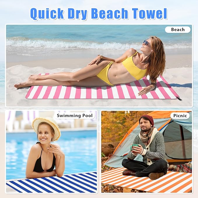 Sfee 2 in 1 Microfiber Oversized Beach Towel, Quick Dry Towel Travel Towel Camping Towel Super Absorbent Compact Lightweight Sports Gym Towels for Beach,Gym, Hiking, Pool, Backpacking, Bath, Yoga - Image 4