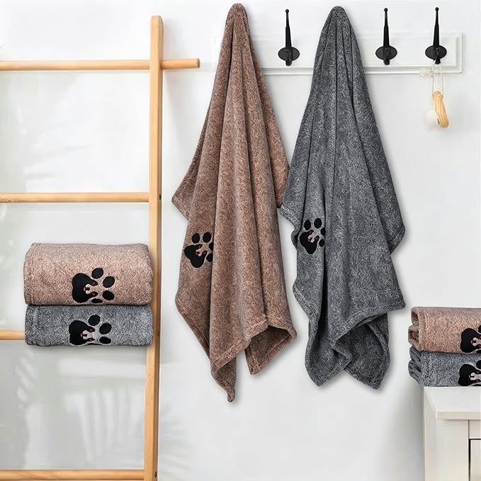 Dogvingpk Dog Towel 2 Pack, Super Absorbent Soft Quick Drying Microfiber Pet Bath Towels for Medium & Small Dogs (M-36" * 28", Black and Brown) - Image 3