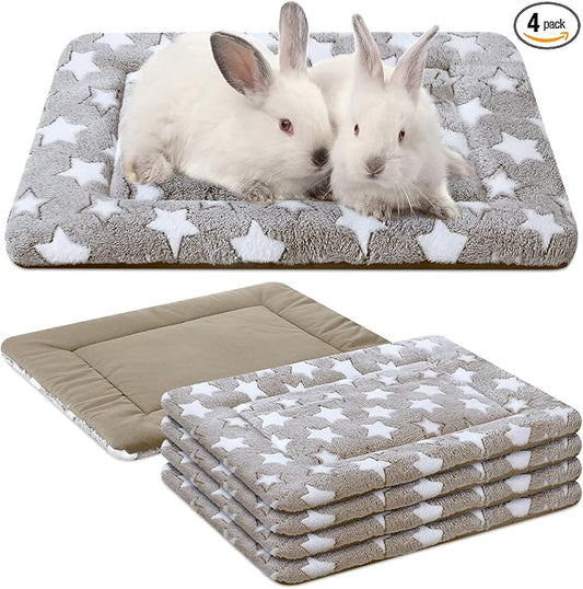 VitalCozy 4 Pcs Dog Crate Pads, Ultra Soft Warm Washable Anti-Slip Kennel Bed Mat for Pets, Reversible, Replaceable, Cage Liner for Small Medium Large Dogs and Cats(18 x 14 x 1.6 Inch,Star,Apricot) by VitalCozy