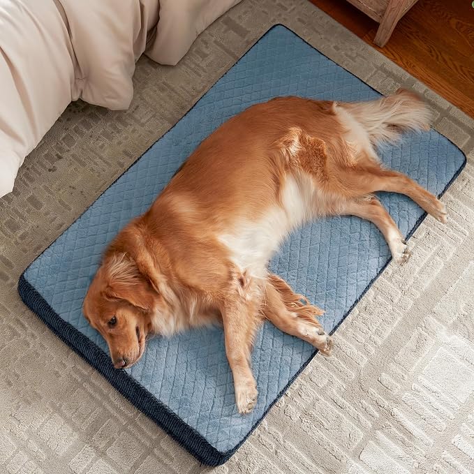 JOEJOY Orthopedic Dog Bed for Extra Large Dogs, Washable Dog Crate Bed Large Sized with Removable Cover, Egg Memory Foam Big Pet Beds, Light Blue, 47"x29" - Image 9