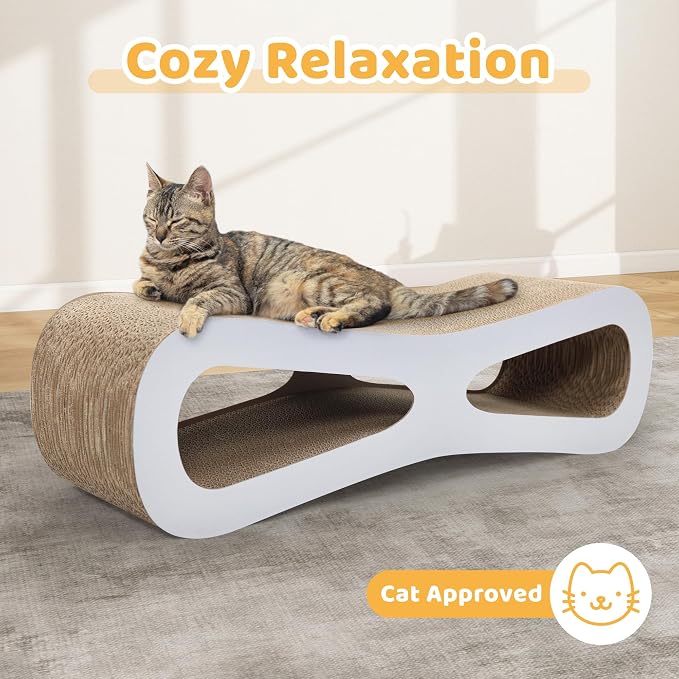 COZIWOW Cat Scratcher Lounge, Cat Scratching Board, Cardboard Lounge Bed, Durable Cat Scratching Pad Furniture Protector for Indoor Cats Kittens (Grey) - Image 4