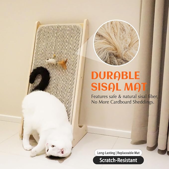 PETKARAY Cat Scratcher, Sisal Scratching Ramp, L Shape Cat Scratch Pad for Indoor Cats, Wall Furniture Protector Large Size - Image 5